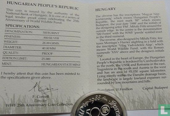 Hungary 500 forint 1988 (PROOF) "25th anniversary World Wildlife Fund" - Image 3