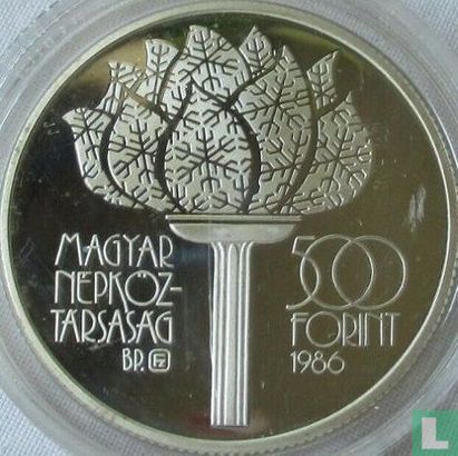 Hongarije 500 forint 1986 (PROOF) "1988 Winter Olympics in Calgary" - Afbeelding 1
