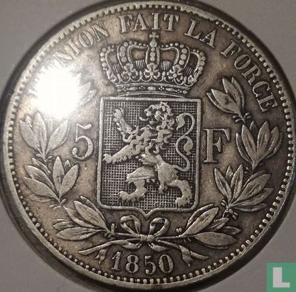 Belgium 5 francs 1850 (misstrike) - Image 1