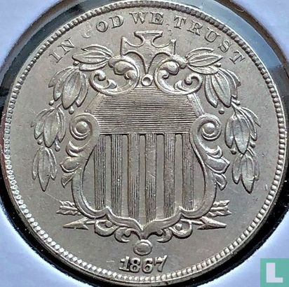 United States 5 cents 1867 (type 2) - Image 1