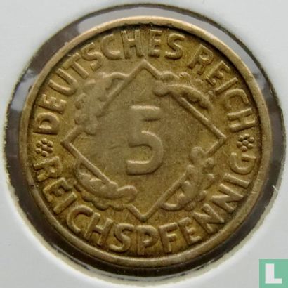 Duitse Rijk 5 reichspfennig 1925 (F kleine 5) - Afbeelding 2