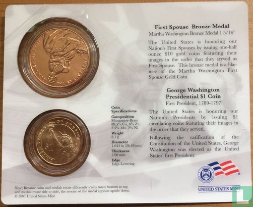 Vereinigte Staaten 1 Dollar 2007 (Coincard - P) "George Washington" - Bild 2