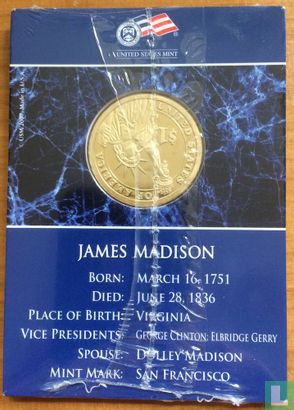 États-Unis 1 dollar 2007 (BE - coincard) "James Madison" - Image 2