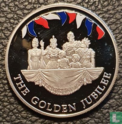 Falklandinseln 50 Pence 2002 (PP - Silber - gefärbt) "50th anniversary Accession of Queen Elizabeth II - Royal Family" - Bild 2