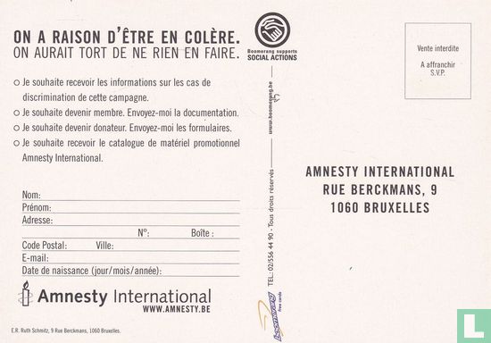 2335 - Amnesty international "On A Raison D'Être En Colère" - Image 2
