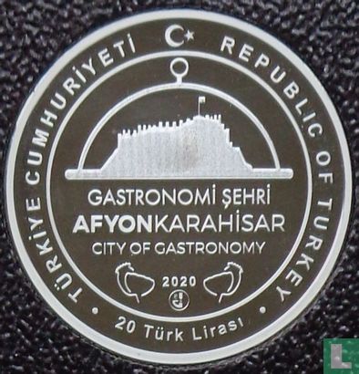 Turkije 20 türk lirasi 2020 (PROOF - zilver) "Afyon city of gastronomy" - Afbeelding 1