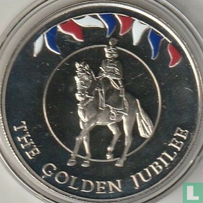Falklandeilanden 50 pence 2002 (gekleurd) "50th anniversary Accession of Queen Elizabeth II - Queen on horse" - Afbeelding 2