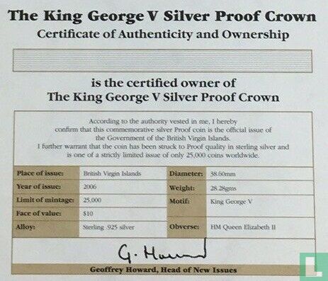 Britse Maagdeneilanden 10 dollars 2006 (PROOF) "King George V" - Afbeelding 3