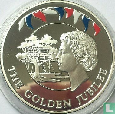 Falklandinseln 50 Pence 2002 (PP - Silber - gefärbt) "50th anniversary Accession of Queen Elizabeth II - Treetops" - Bild 2