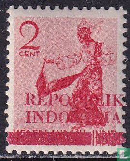 Opdruk "Repoeblik Indonesia" en brede balk