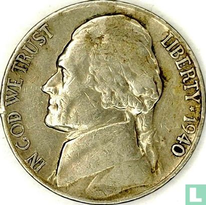 États-Unis 5 cents 1940 (sans lettre - revers de 1940) - Image 1