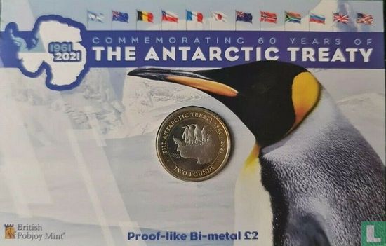Territoire antarctique britannique 2 pounds 2021 (PROOFLIKE - folder) "60 years of the Antarctic Treaty" - Image 1