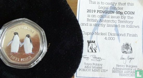British Antarctic Territory 50 pence 2019 (coloured) "Adélie penguin" - Image 3