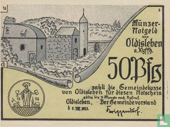 Oldisleben, Gemeinde - 50 Pfennig (3) 1921 - Afbeelding 1