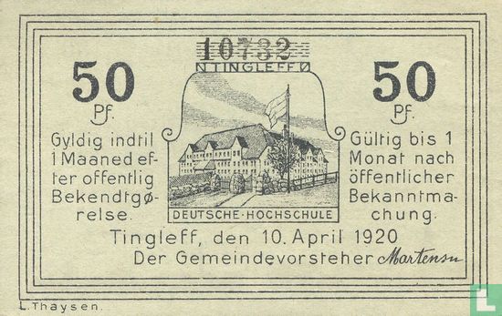 Tingleff 50 pfennig  - Afbeelding 1
