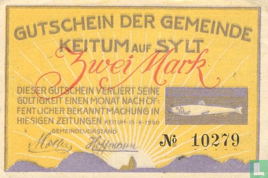 Keitum auf Sylt, Gemeinde - 2 mark (n) 1920 - Afbeelding 1