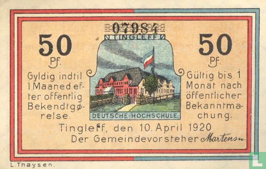 Tingleff 50 pfennig - Image 1