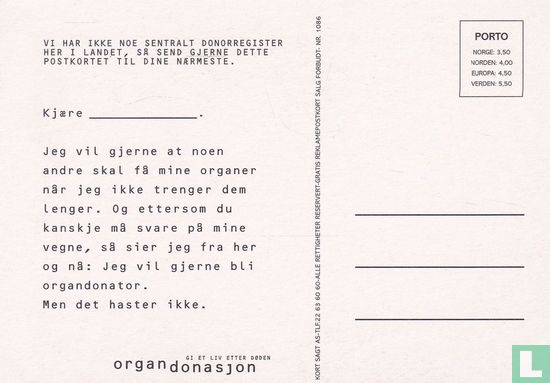 1086 - Organ donasjon "Sin fars nese Sin mors øyne" - Afbeelding 2