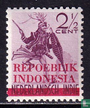 Aufdruck "Repoeblik Indonesia" und breiter Balken