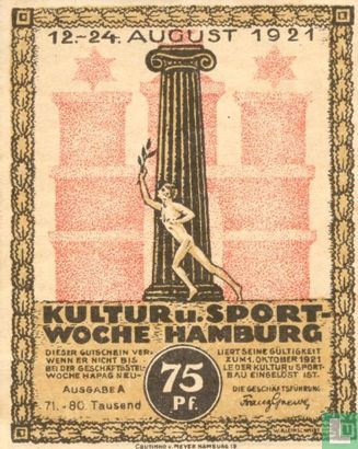Hamburg, Kultur- und Sportwoche 75 Pfennig 1921 - Afbeelding 1