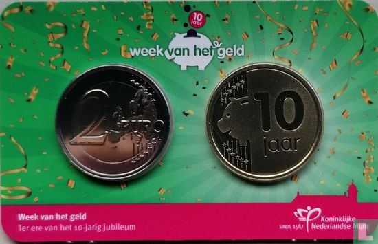 Nederland 2 euro 2021 (coincard) "10 years National money week" - Afbeelding 1