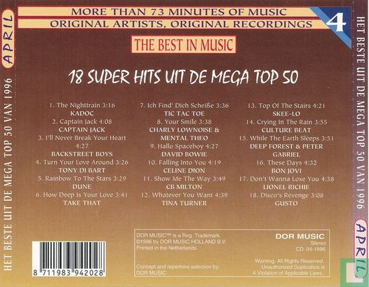 Het Beste Uit De Mega Top 50 Van 1996 Volume 4 April - Image 2