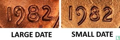 États-Unis 1 cent 1982 (zinc recouvert de cuivre - sans lettre - petite date) - Image 3