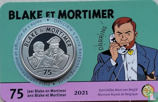 Belgium 5 euro 2021 (coincard - colourless) "75 years Blake and Mortimer" - Image 1