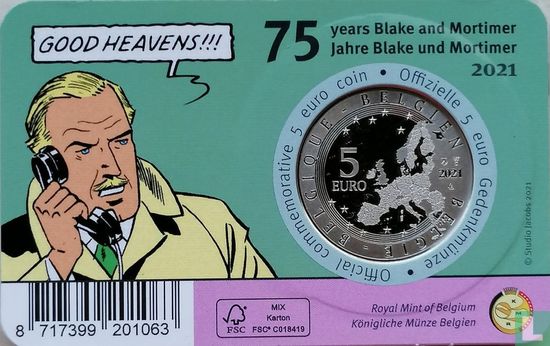 België 5 euro 2021 (coincard - kleurloos) "75 years Blake and Mortimer" - Afbeelding 2