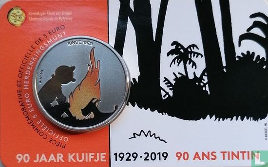 Belgien 5 Euro 2019 (Coincard - gefärbt) "90 years Tintin" - Bild 2