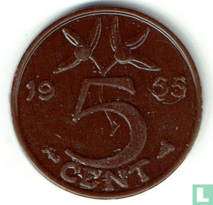 Nederland 5 cent 1955 - Afbeelding 1