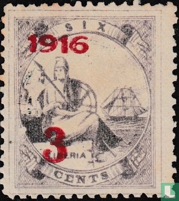 Allegory of Liberia with overprint