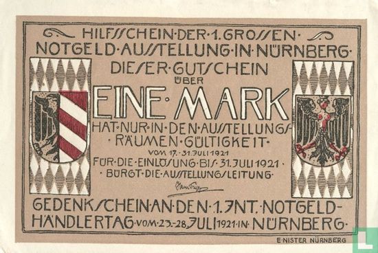 Nurnberg, Notgeldausstellung - 1 mark (3) 1921 - Afbeelding 1