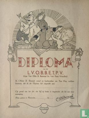 Diploma Liga Van Ollie B. Bommel En Tom Poes Vrienden - Afbeelding 1