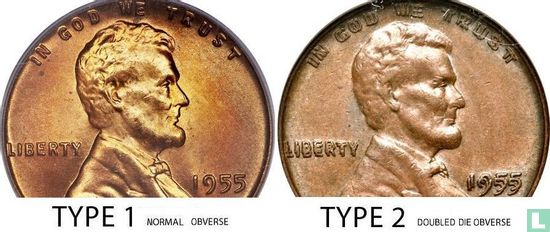 États-Unis 1 cent 1955 (sans lettre - type 2) - Image 3