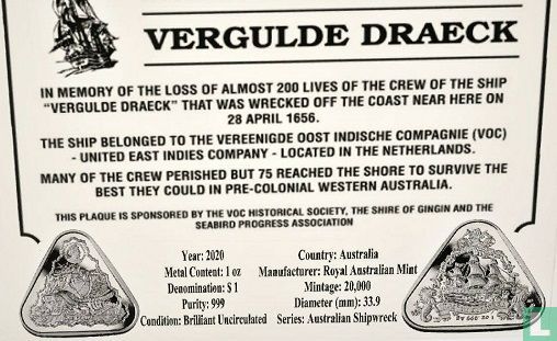 Australie 1 dollar 2020 "1656 Vergulde Draeck shipwrecked" - Image 3