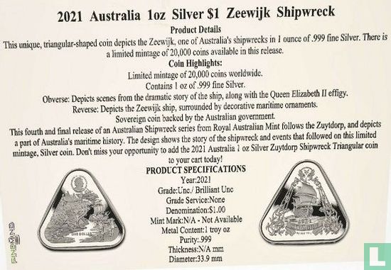 Australie 1 dollar 2021 "1727 Zeewijk shipwrecked" - Image 3