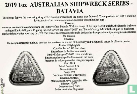 Australia 1 dollar 2019 "1629 Batavia shipwrecked" - Image 3