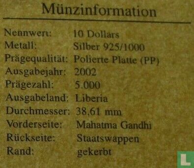 Libéria 10 dollars 2002 (BE) "Mahatma Gandhi" - Image 3