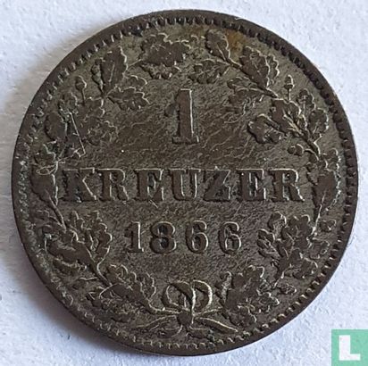 Württemberg 1 kreuzer 1866 - Afbeelding 1