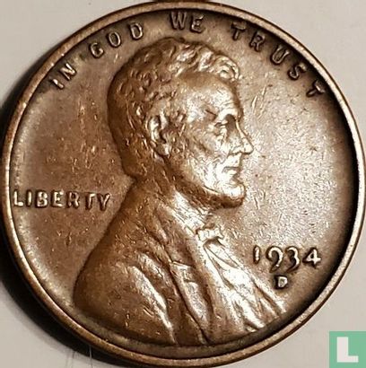 États-Unis 1 cent 1934 (D) - Image 1