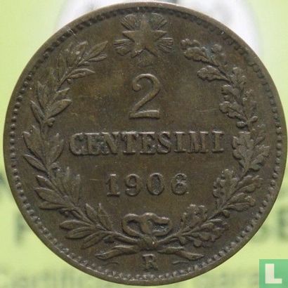 Italie 2 centesimi 1906 (6 oblique placé au centre) - Image 1