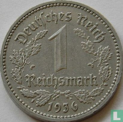 Empire allemand 1 reichsmark 1936 (J) - Image 1
