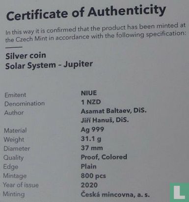 Niue 1 dollar 2020 (PROOF) "Solar system - Jupiter" - Afbeelding 3