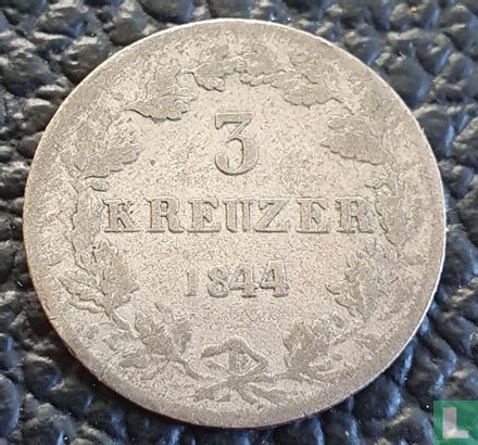 Hessen-Darmstadt 3 kreuzer 1844 - Afbeelding 1