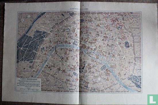 Paris bombardé - Points de chute des bombes et obus tombés entre 1914 et 1918