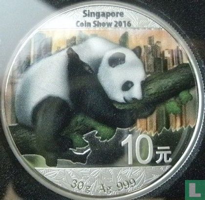 China 10 yuan 2016 (gekleurd - Singapore coin show) "Panda" - Afbeelding 2