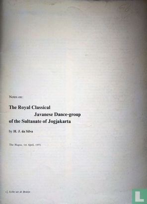 Note on: The Royal Classical Javanese Dance-group of the Sultanate of Jogjakarta - Afbeelding 3