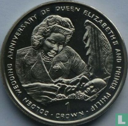 Gibraltar 1 Crown 1997 "50th anniversary Wedding of Queen Elizabeth II and Prince Philip - Queen with baby Prince Charles" - Bild 2