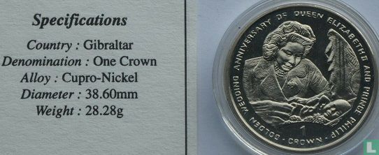 Gibraltar 1 crown 1997 "50th anniversary Wedding of Queen Elizabeth II and Prince Philip - Queen with baby Prince Charles" - Afbeelding 3